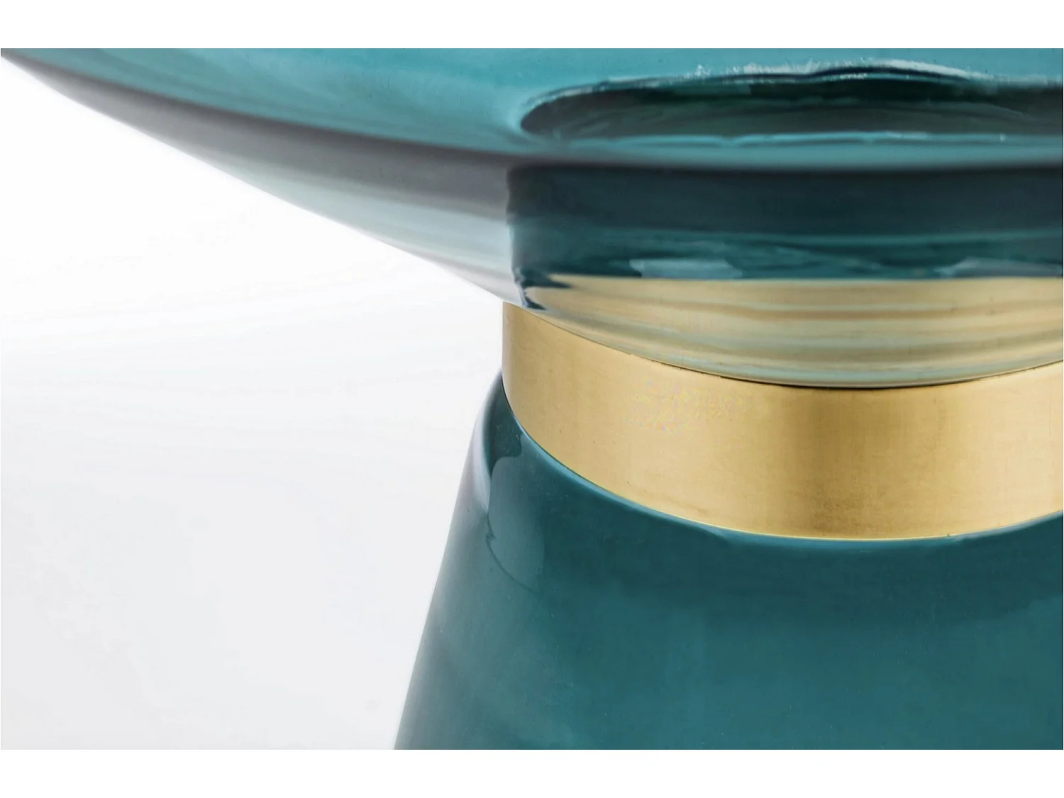 Table d'appoint artisanale en verre Kalumet-Couleur Bleu canard