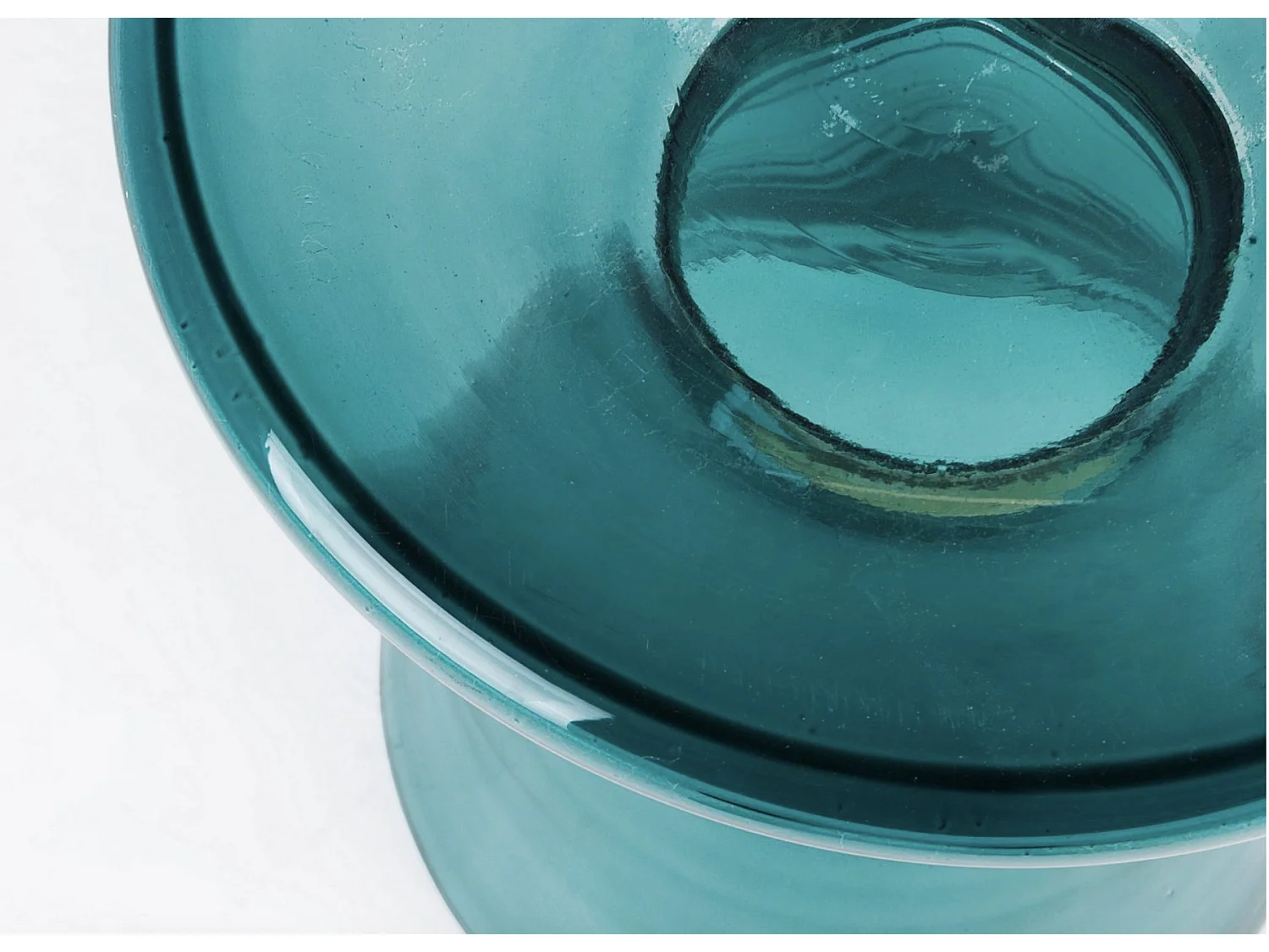 Table d'appoint artisanale en verre Kalumet-Couleur Bleu canard