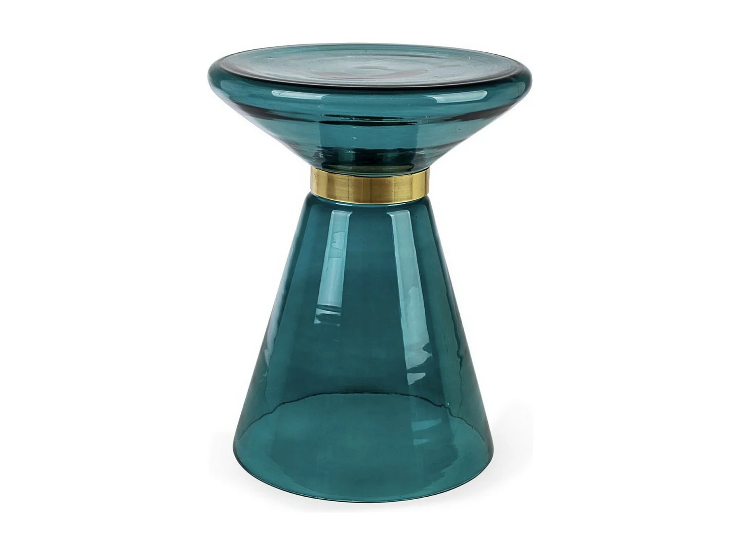 Table d'appoint artisanale en verre Kalumet-Couleur Bleu canard