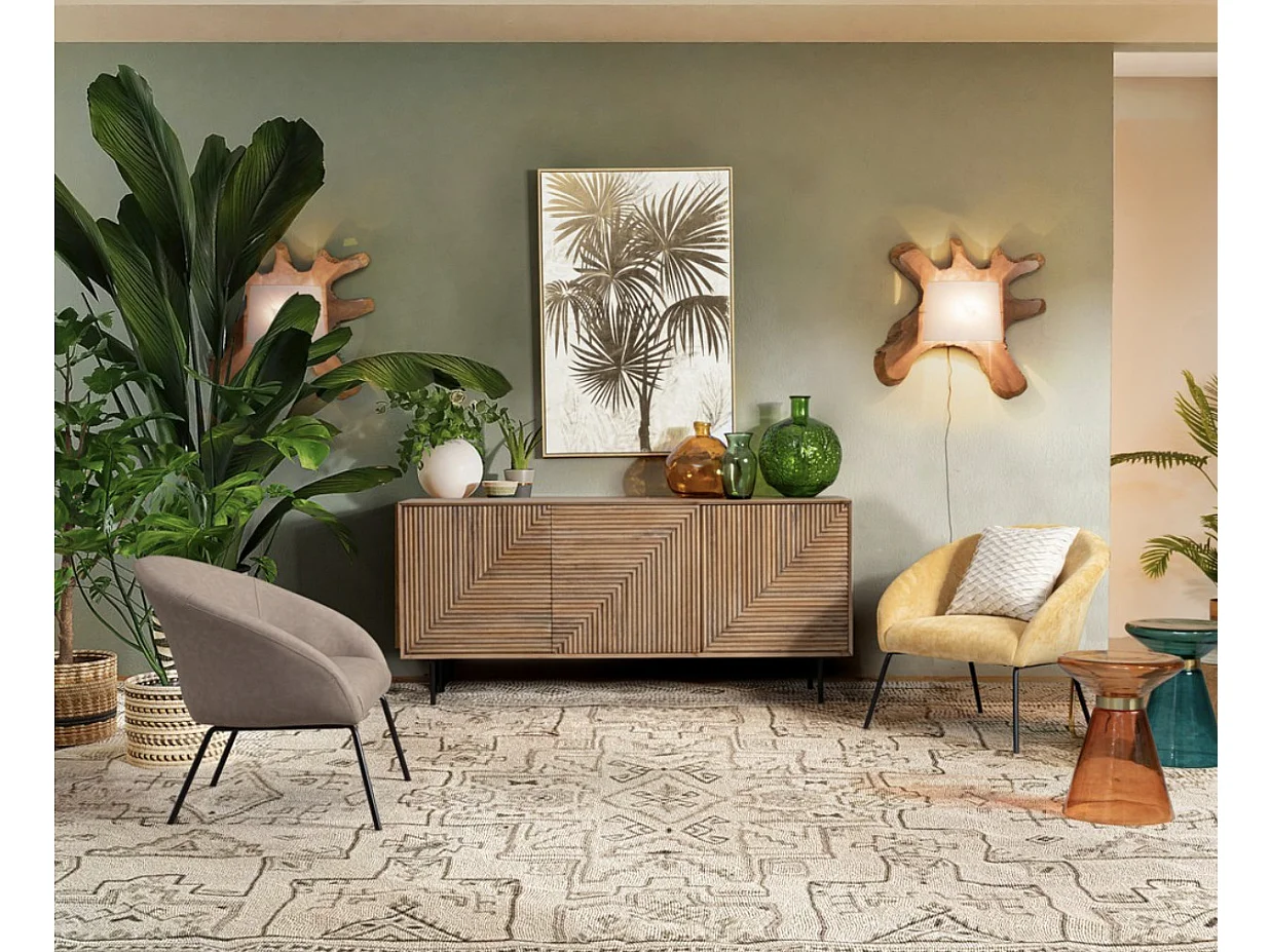 Table d'appoint artisanale en verre Kalumet-Couleur Bleu canard