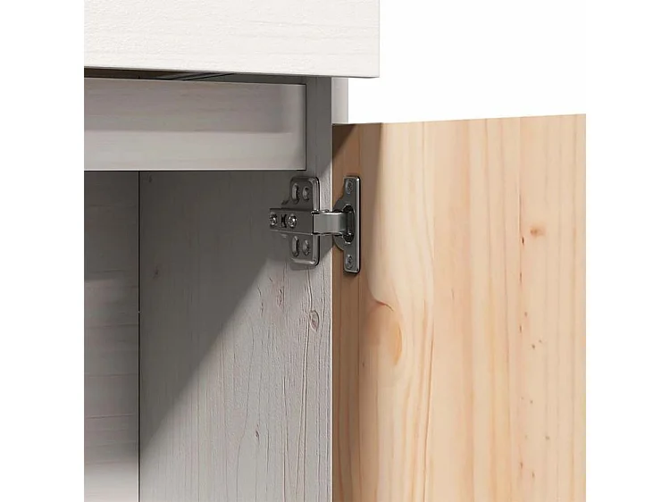 Buffet haut en bois de pin massif blanc - Polyvalent et sobre