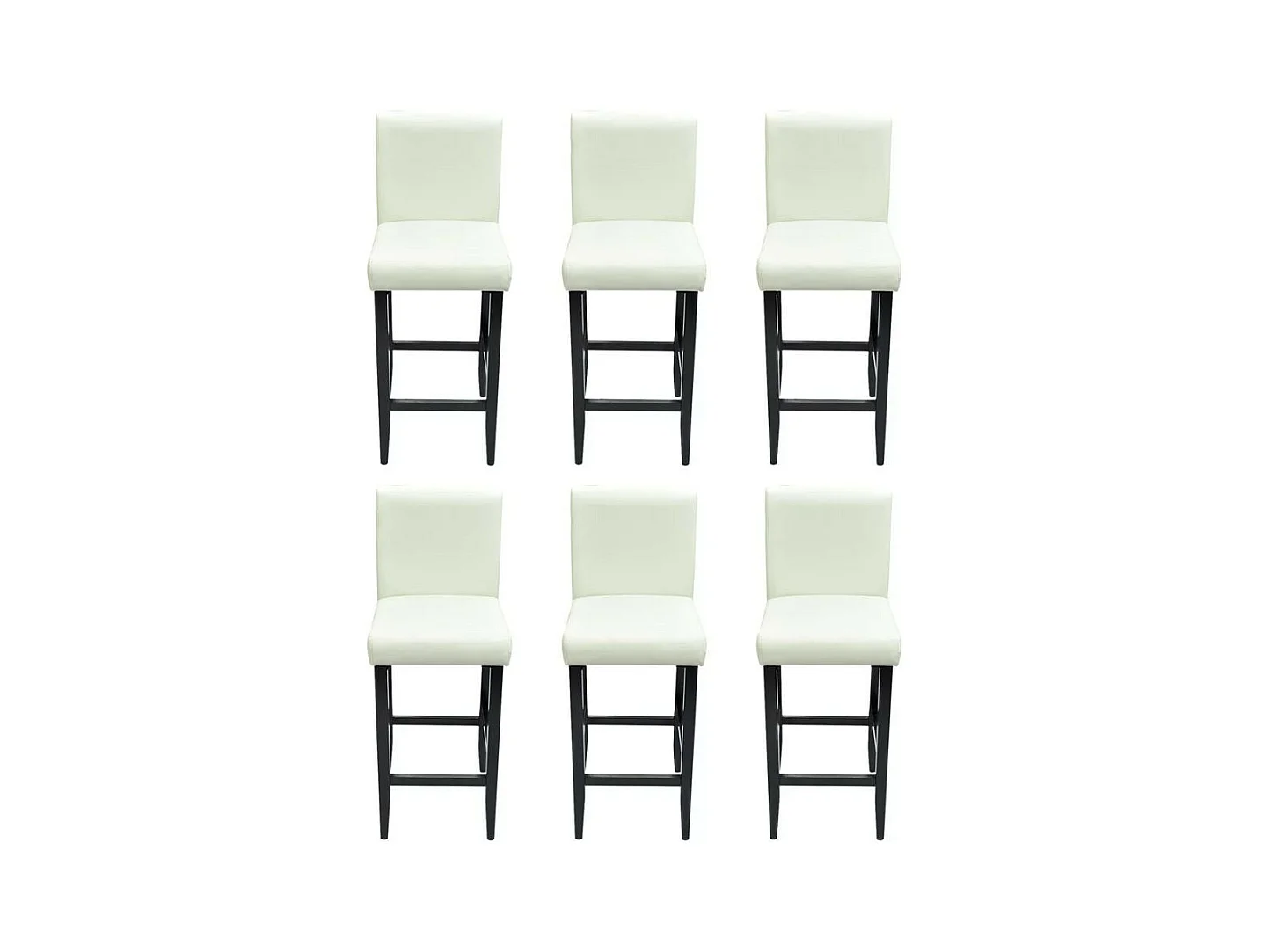 Tabourets de bar avec dossier blanc crème et noir Similicuir Axal - Lot de 6