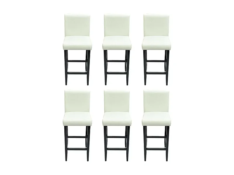 Tabourets de bar avec dossier blanc crème et noir Similicuir Axal - Lot de 6