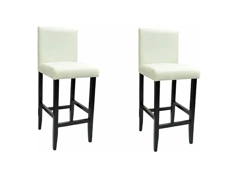 Tabourets de bar avec dossier blanc crème et noir Similicuir Axal - Lot de 2