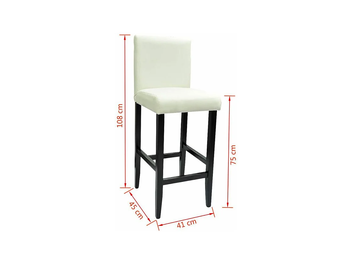 Tabourets de bar avec dossier blanc crème et noir Similicuir Axal - Lot de 2