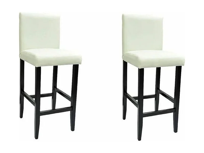 Tabourets de bar avec dossier blanc crème et noir Similicuir Axal - Lot de 2
