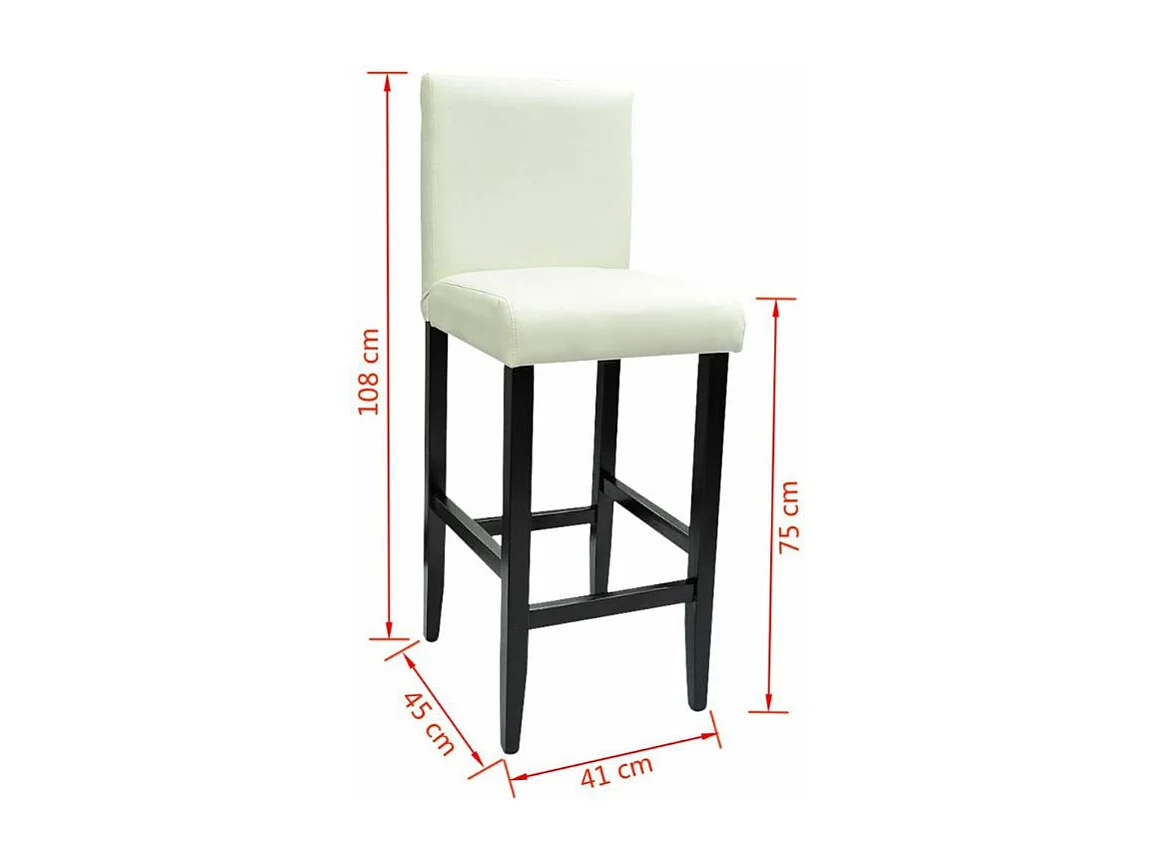 Tabourets de bar avec dossier blanc crème et noir Similicuir Axal - Lot de 2