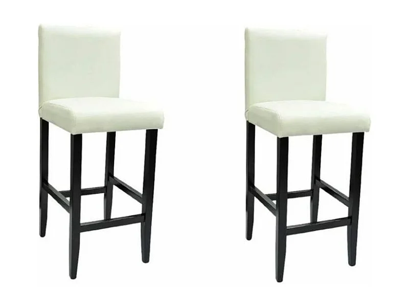 Tabourets de bar avec dossier blanc crème et noir Similicuir Axal - Lot de 2