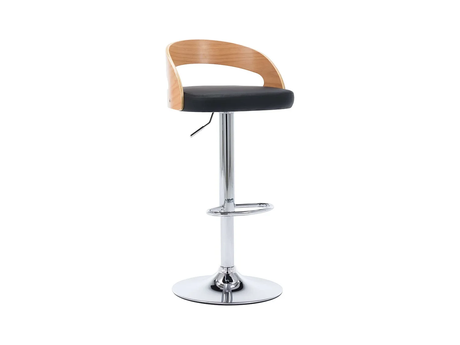 Chaise de bar bois clair et simili cuir noir Karmi - Lot de 2