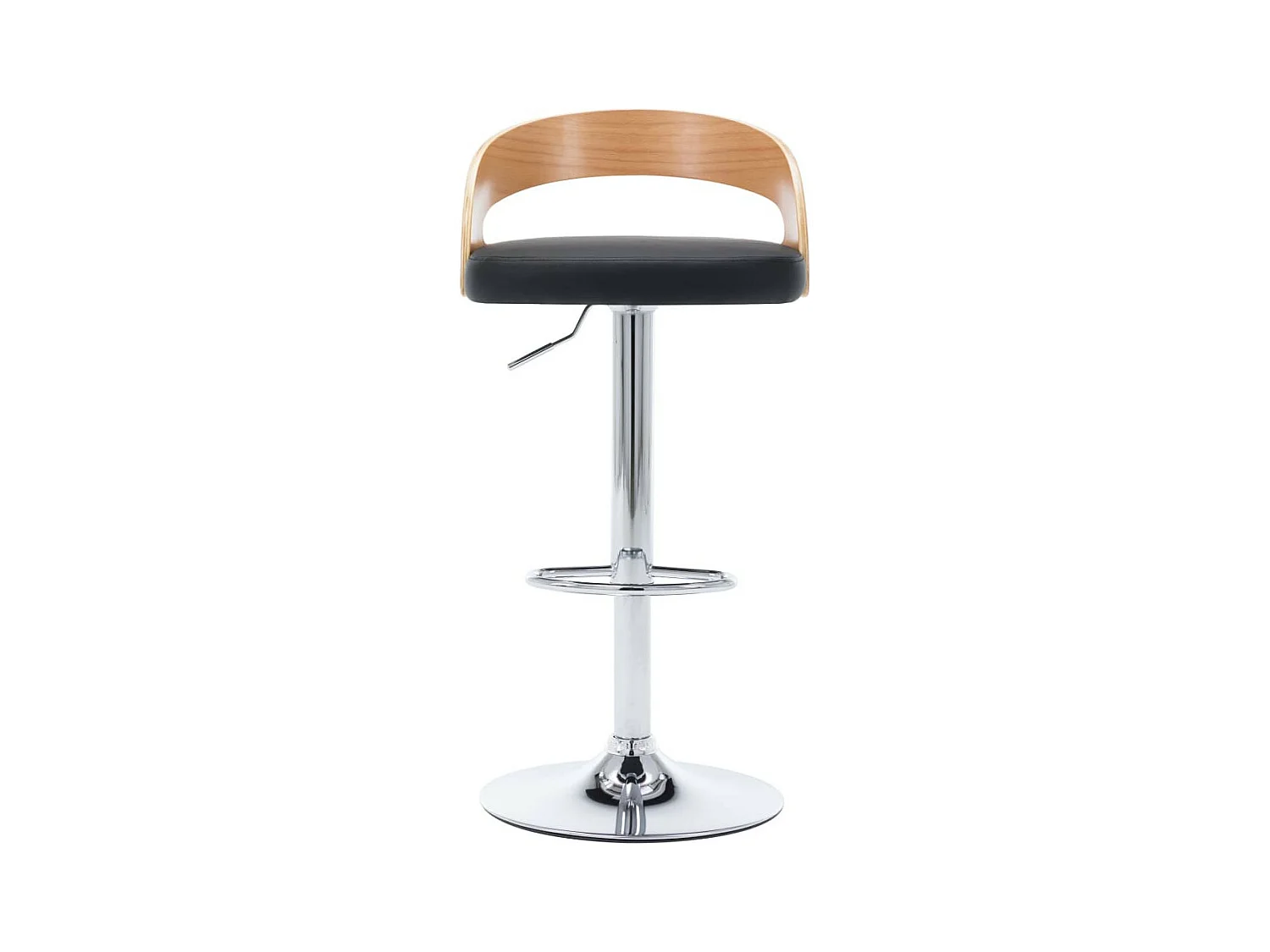 Chaise de bar bois clair et simili cuir noir Karmi - Lot de 2