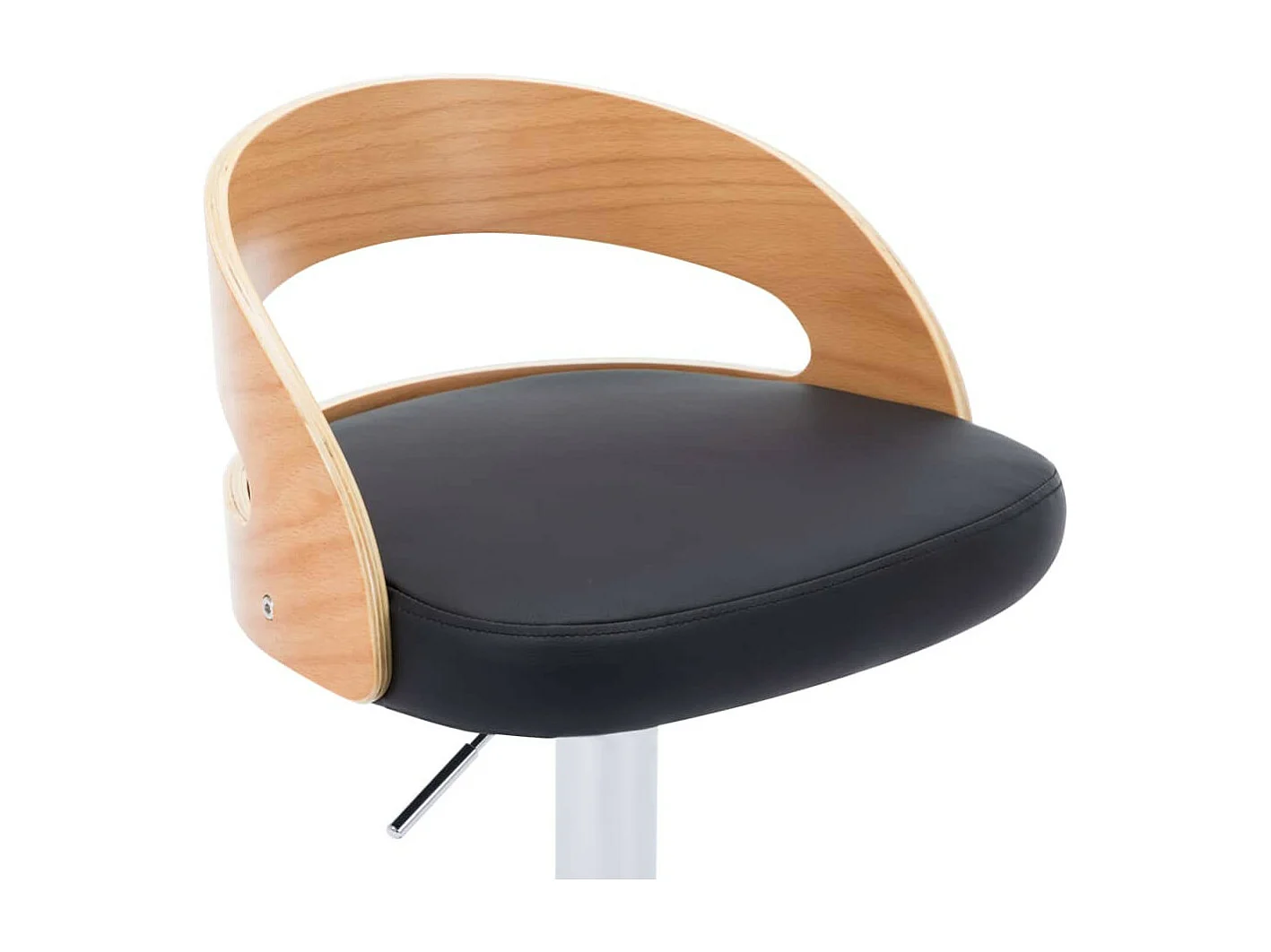 Chaise de bar bois clair et simili cuir noir Karmi - Lot de 2