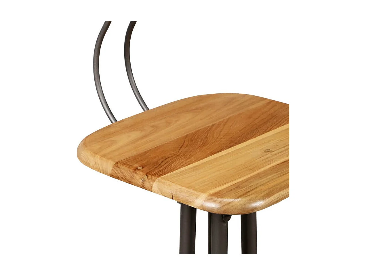 Chaise de bar teck recyclé et pieds métal gris Vinka - Lot de 2