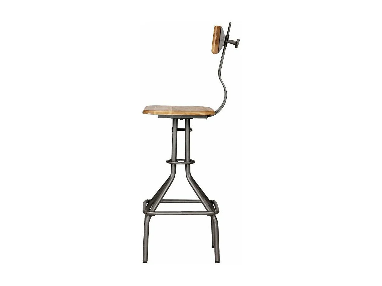 Chaise de bar teck recyclé et pieds métal gris Vinka - Lot de 2