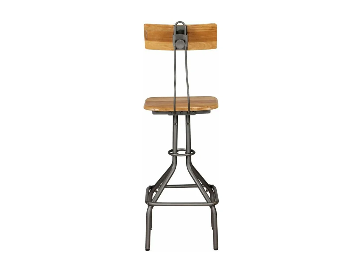 Chaise de bar teck recyclé et pieds métal gris Vinka - Lot de 2