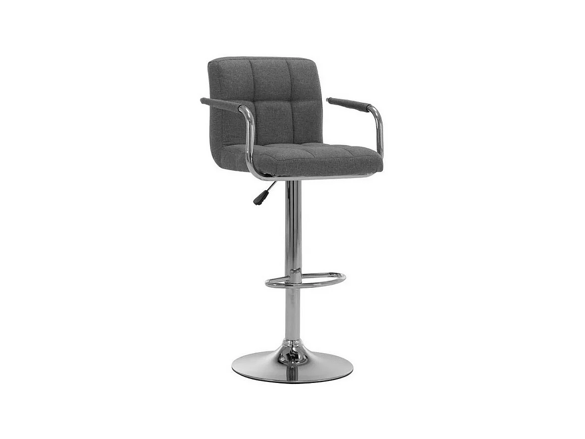 Chaise de bar tissu gris clair et pied métal chromé Nexur