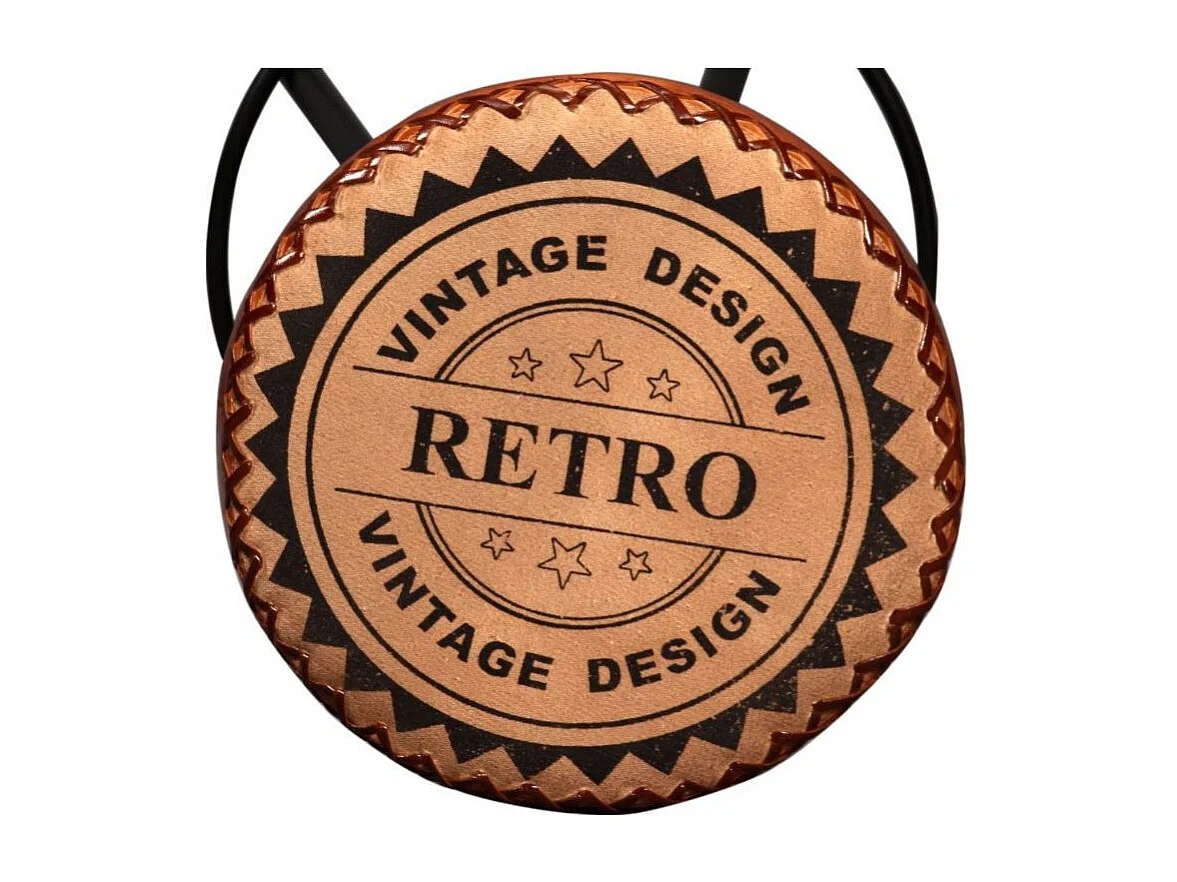 Tabouret cuir marron imprimé et pieds métal noir Eal - Lot de 4