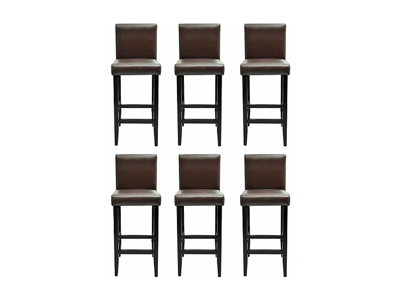 Tabourets de bar avec dossier marron Similicuir Axal - Lot de 6