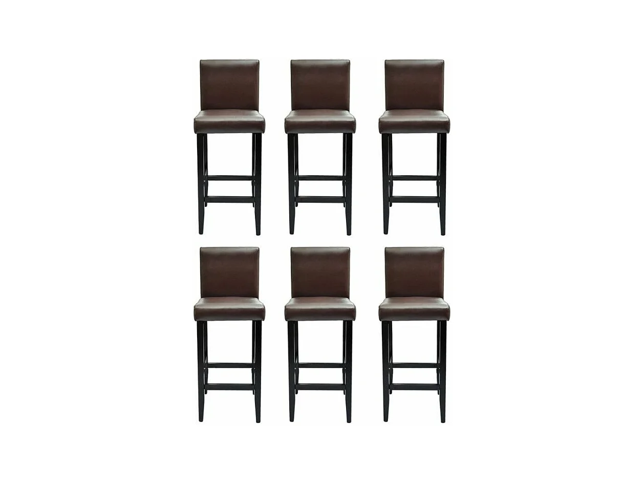 Tabourets de bar avec dossier marron Similicuir Axal - Lot de 6