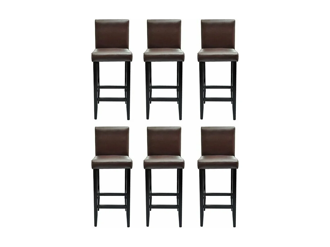Tabourets de bar avec dossier marron Similicuir Axal - Lot de 6