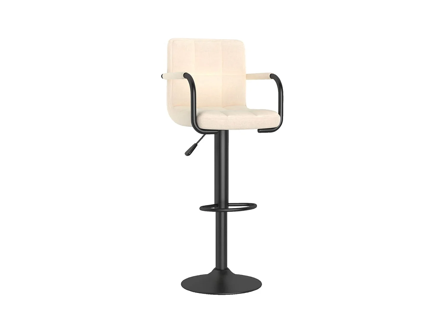Tabouret capitonné tissu beige clair avec accoudoir et pied acier noir Volka - Lot de 2