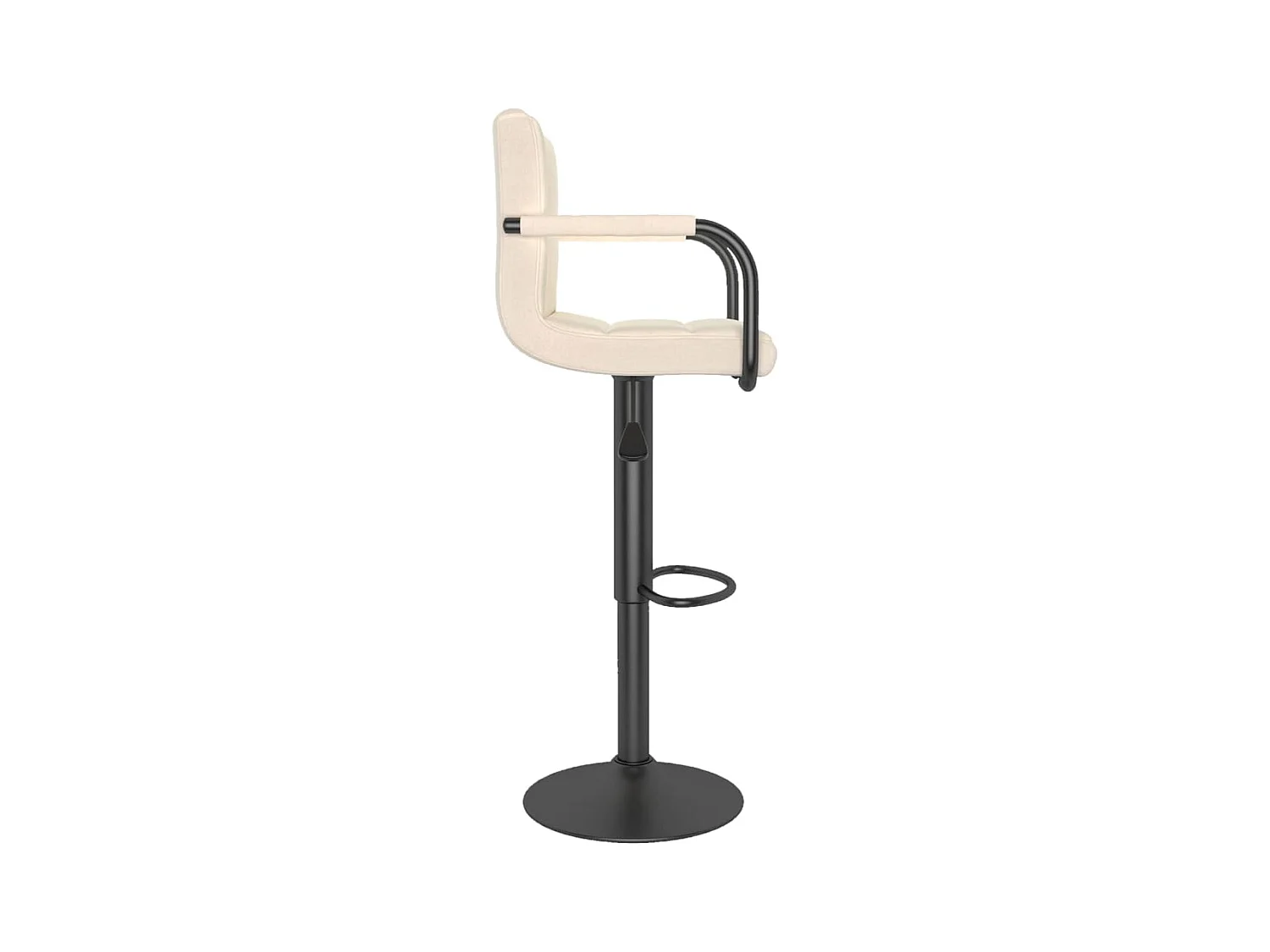 Tabouret capitonné tissu beige clair avec accoudoir et pied acier noir Volka - Lot de 2