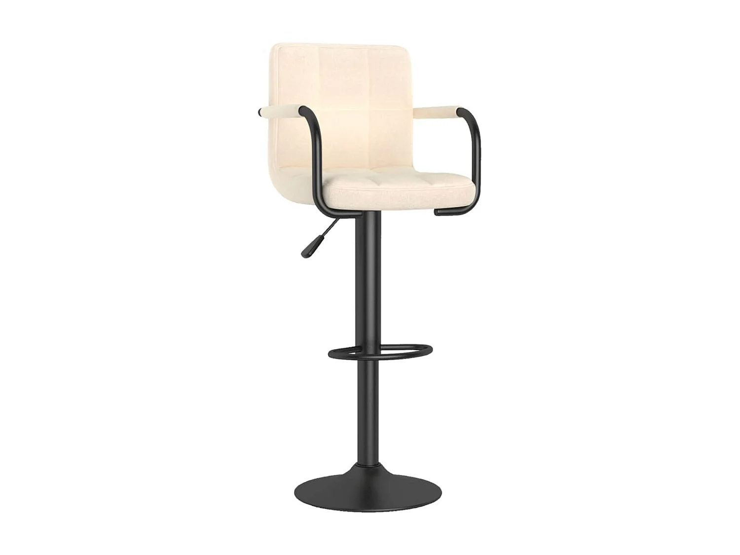 Tabouret capitonné tissu beige clair avec accoudoir et pied acier noir Volka - Lot de 2