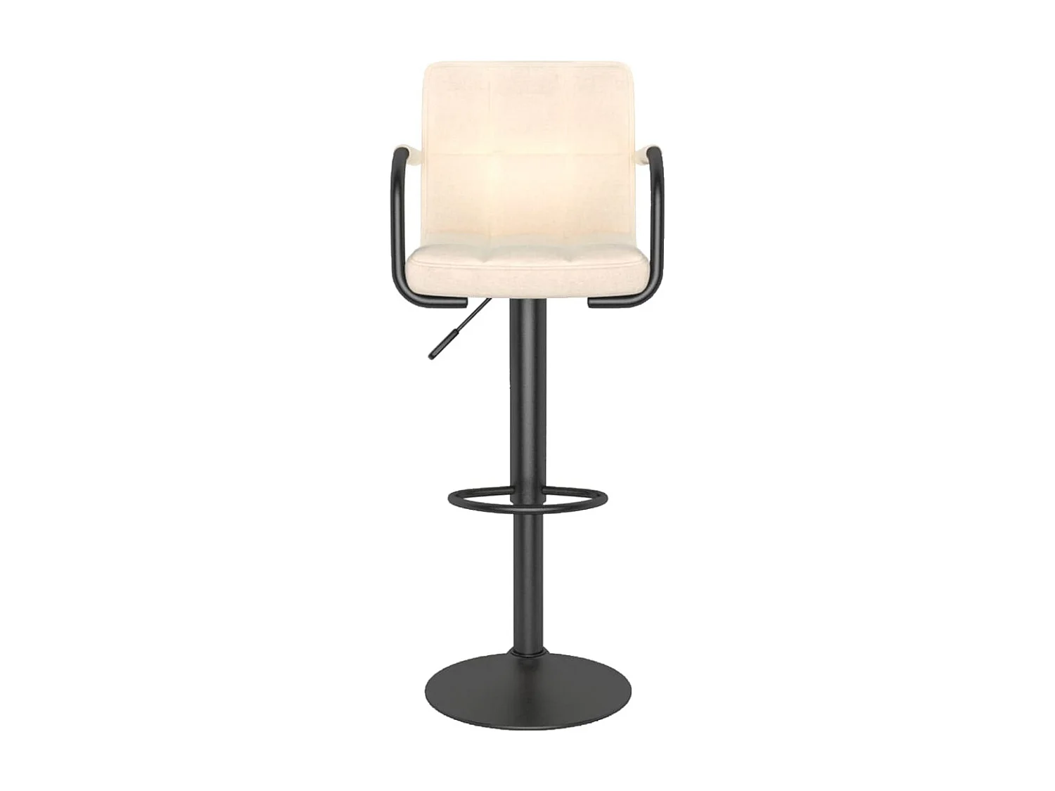 Tabouret capitonné tissu beige clair avec accoudoir et pied acier noir Volka - Lot de 2
