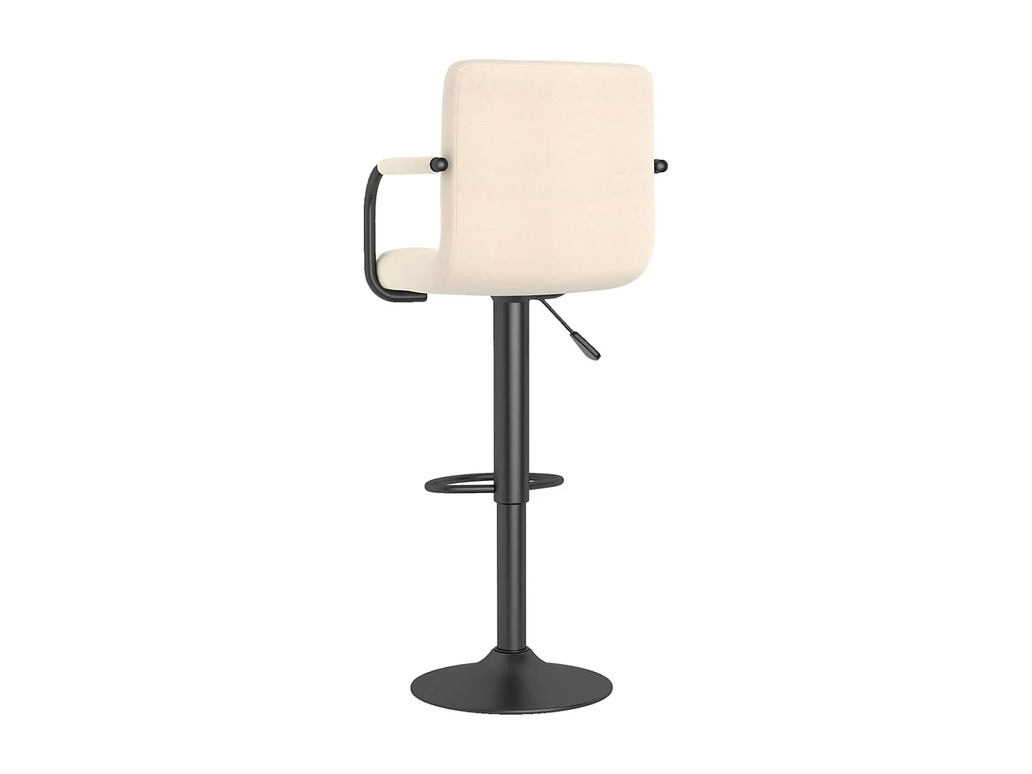 Tabouret capitonné tissu beige clair avec accoudoir et pied acier noir Volka - Lot de 2