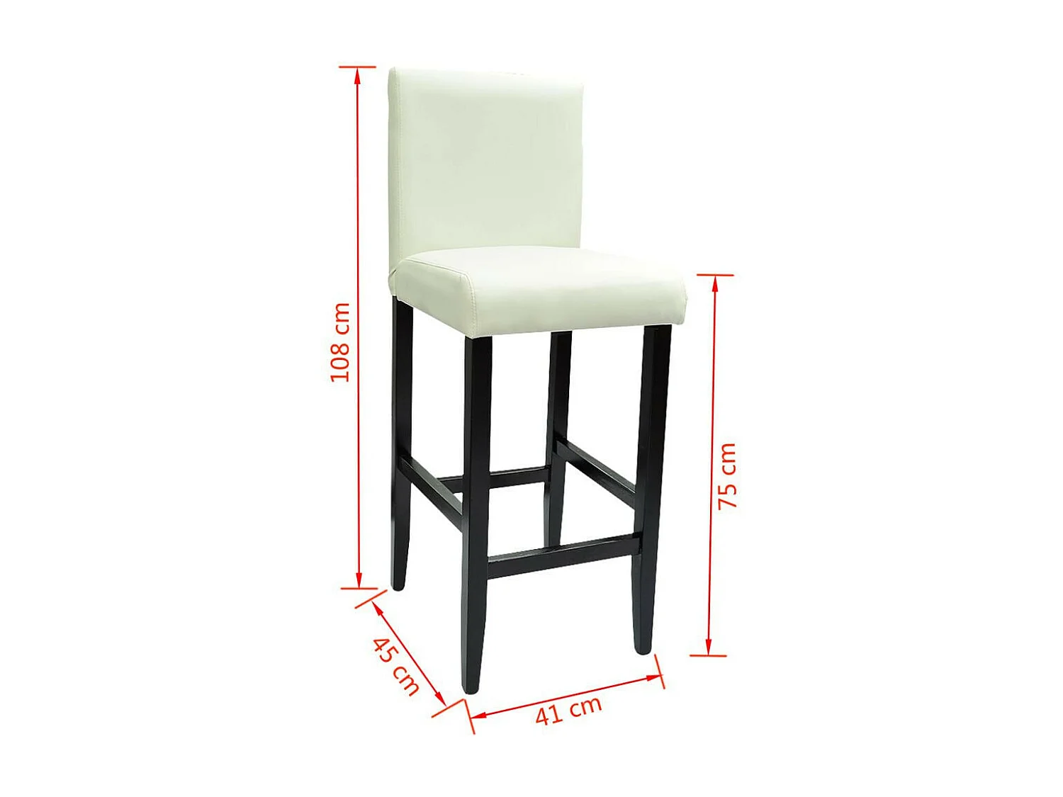 Tabourets de bar avec dossier blanc crème et noir Similicuir Axal - Lot de 6 2