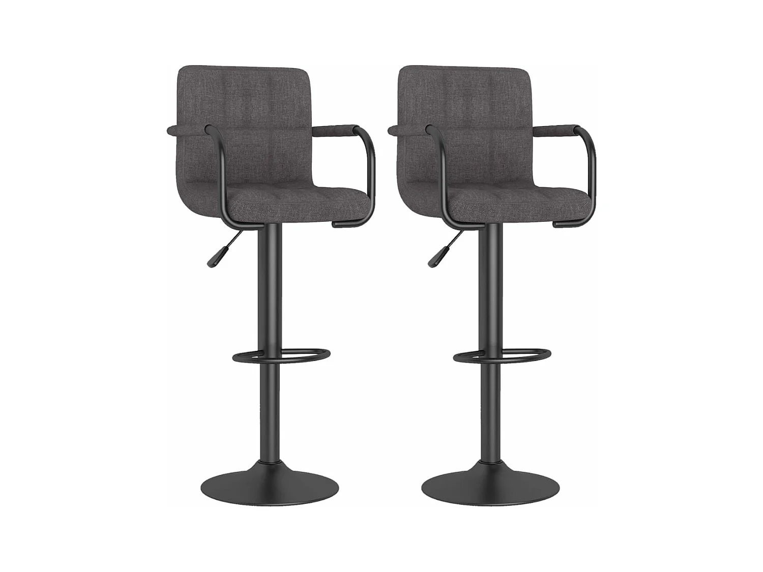 Tabouret capitonné tissu gris taupe avec accoudoir et pied acier noir Volka - Lot de 2