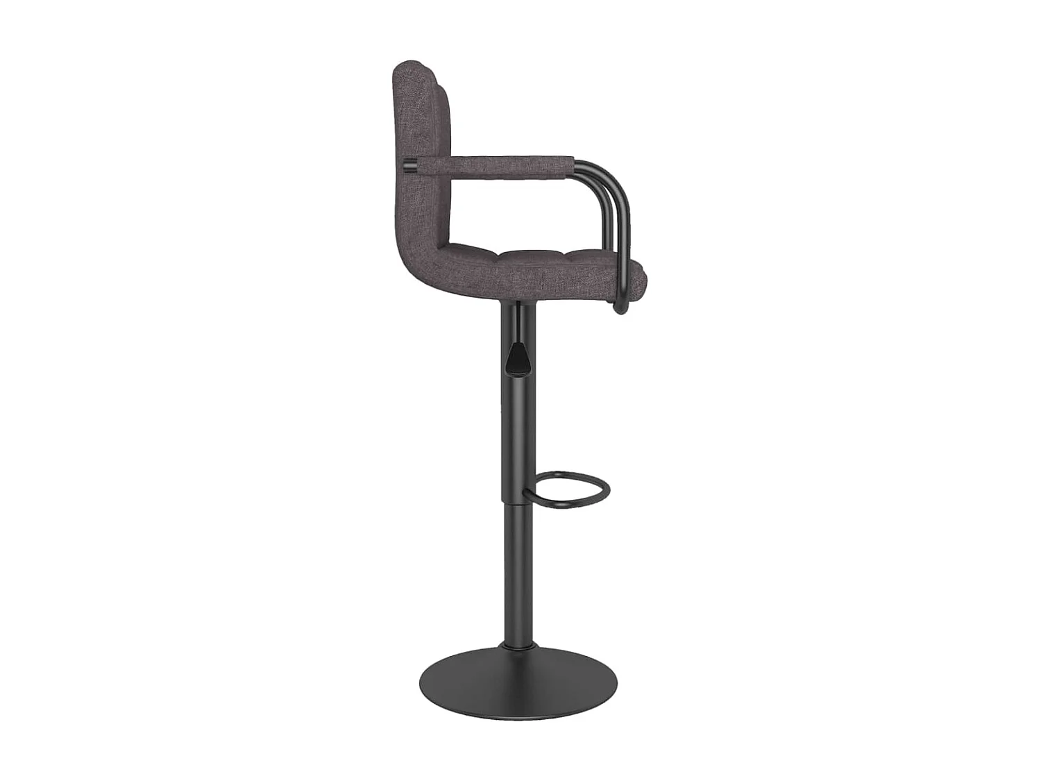 Tabouret capitonné tissu gris taupe avec accoudoir et pied acier noir Volka - Lot de 2