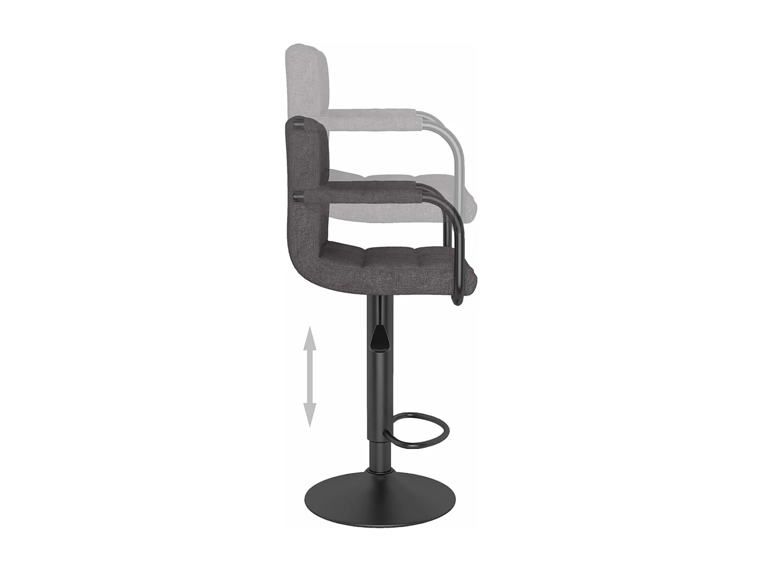 Tabouret capitonné tissu gris taupe avec accoudoir et pied acier noir Volka - Lot de 2