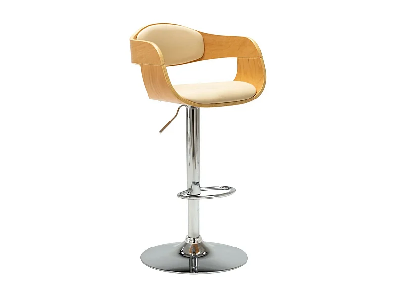 Chaise de bar Crème Bois courbé et similicuir 2