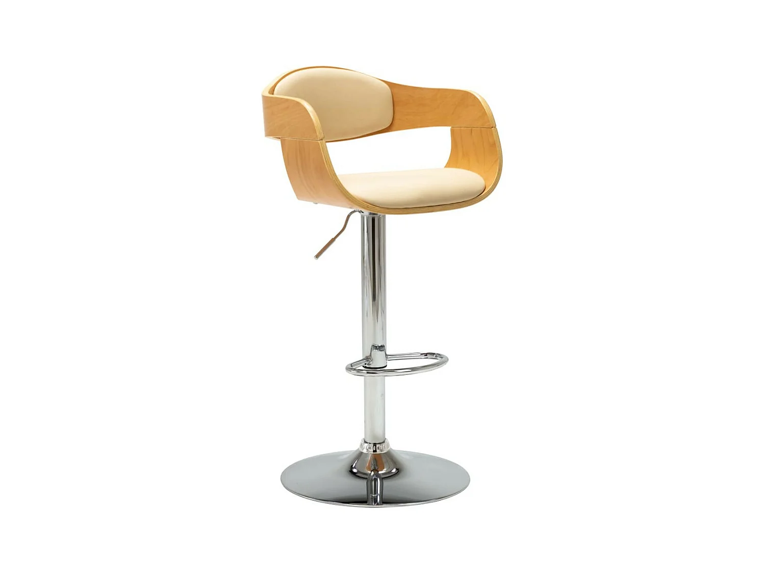 Chaise de bar Crème Bois courbé et similicuir 2