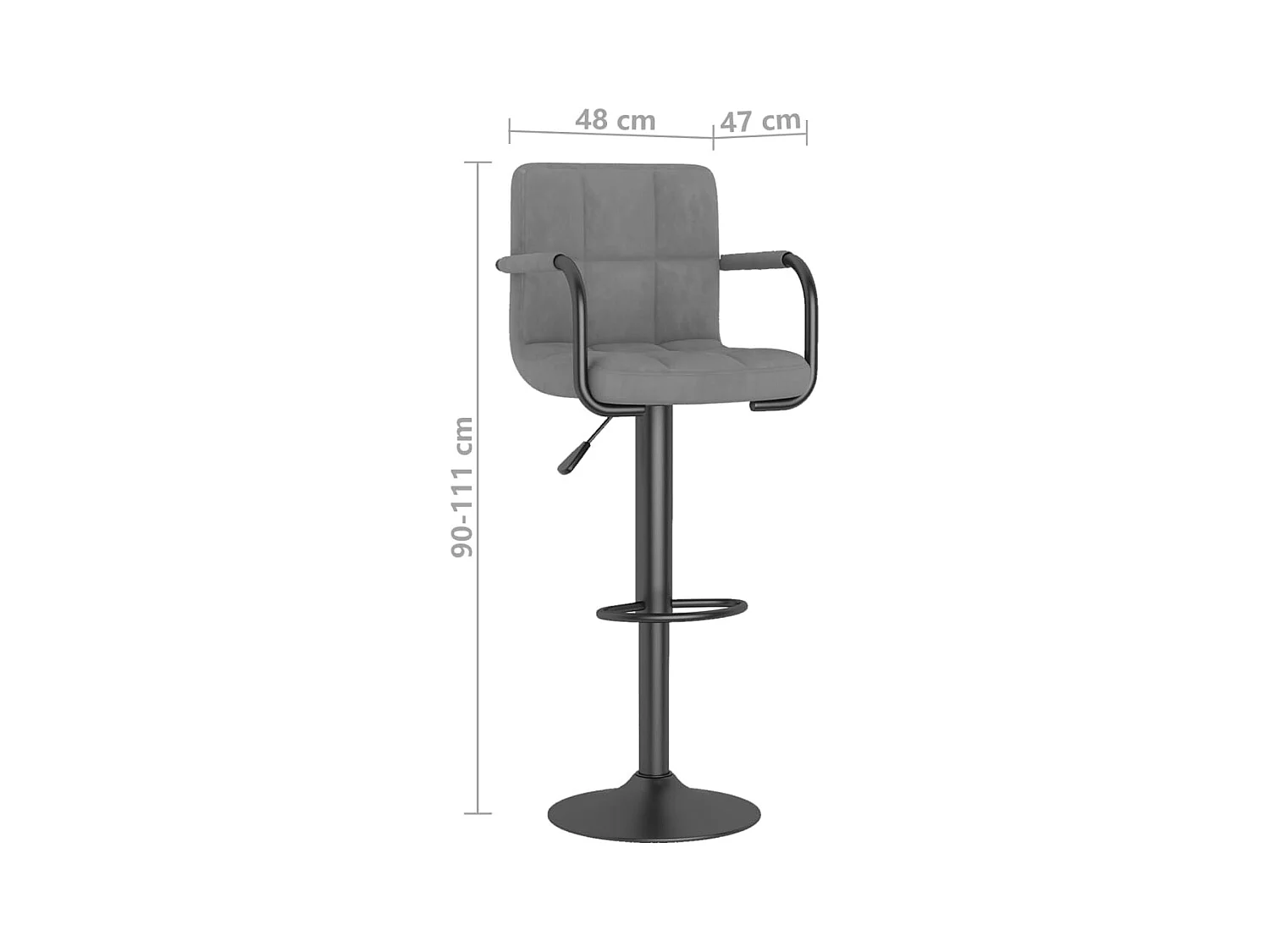 Tabourets de bar design avec accoudoir velours gris clair Konfa