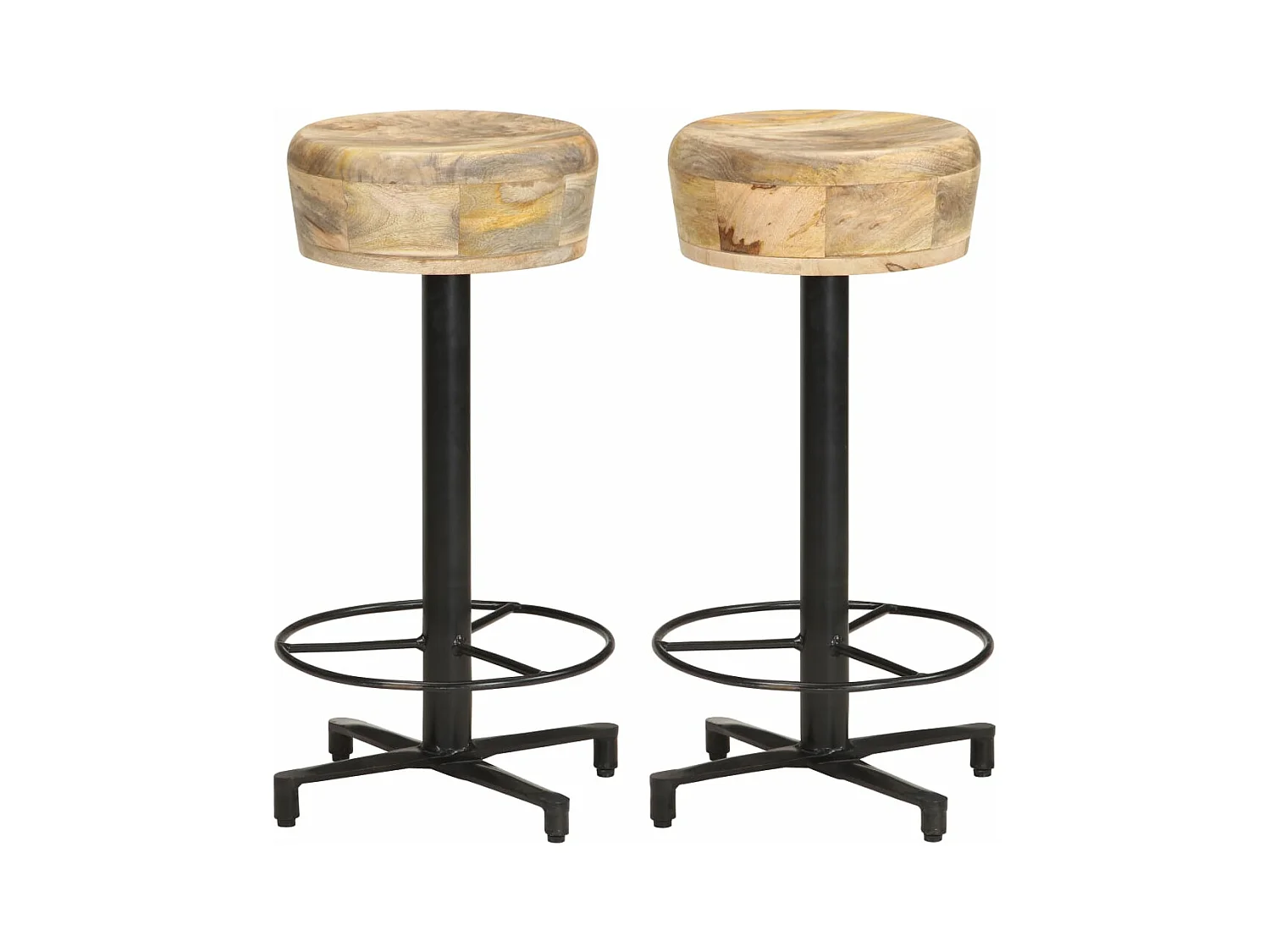 Tabourets de bar 2 pcs 66cm Bois de manguier massif