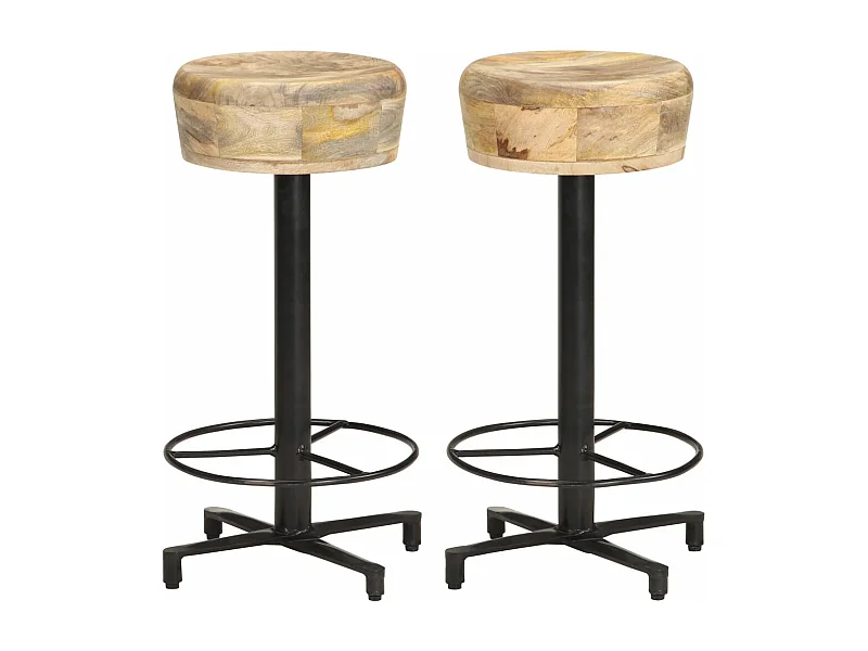 Tabourets de bar 2 pcs 66cm Bois de manguier massif