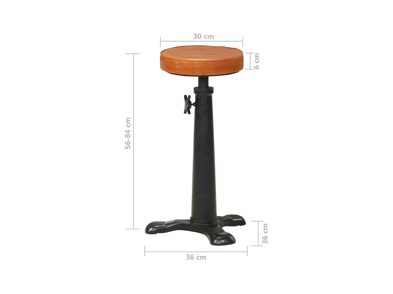 Tabourets de bar 2 pcs Marron Cuir véritable et fonte
