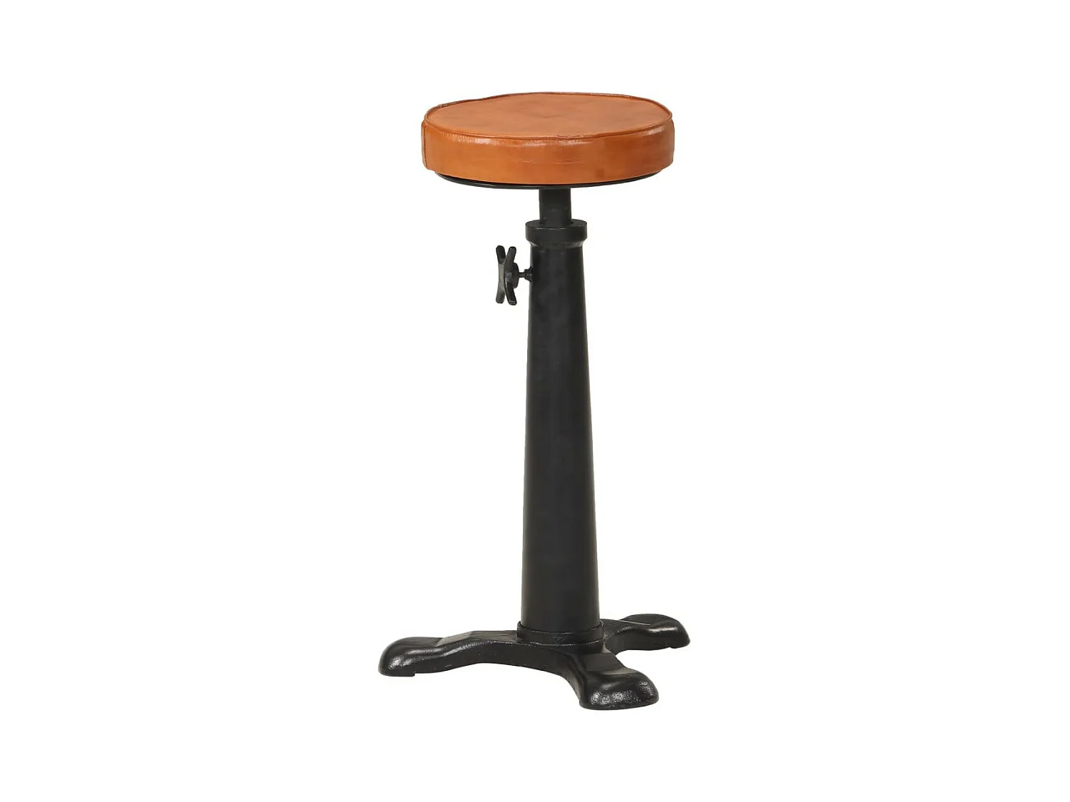 Tabourets de bar 2 pcs Marron Cuir véritable et fonte