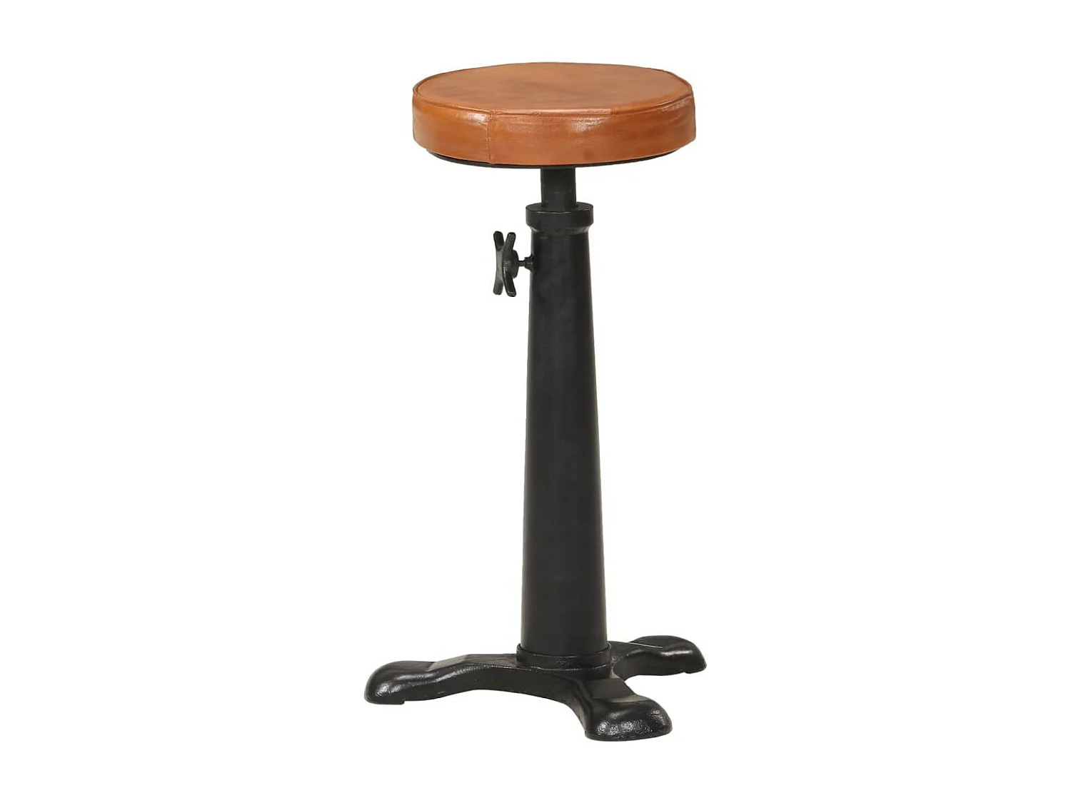 Tabourets de bar 2 pcs Marron Cuir véritable et fonte