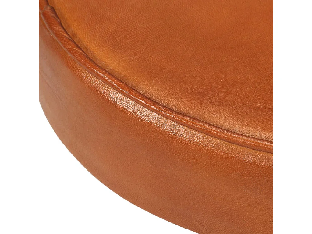 Tabourets de bar 2 pcs Marron Cuir véritable et fonte