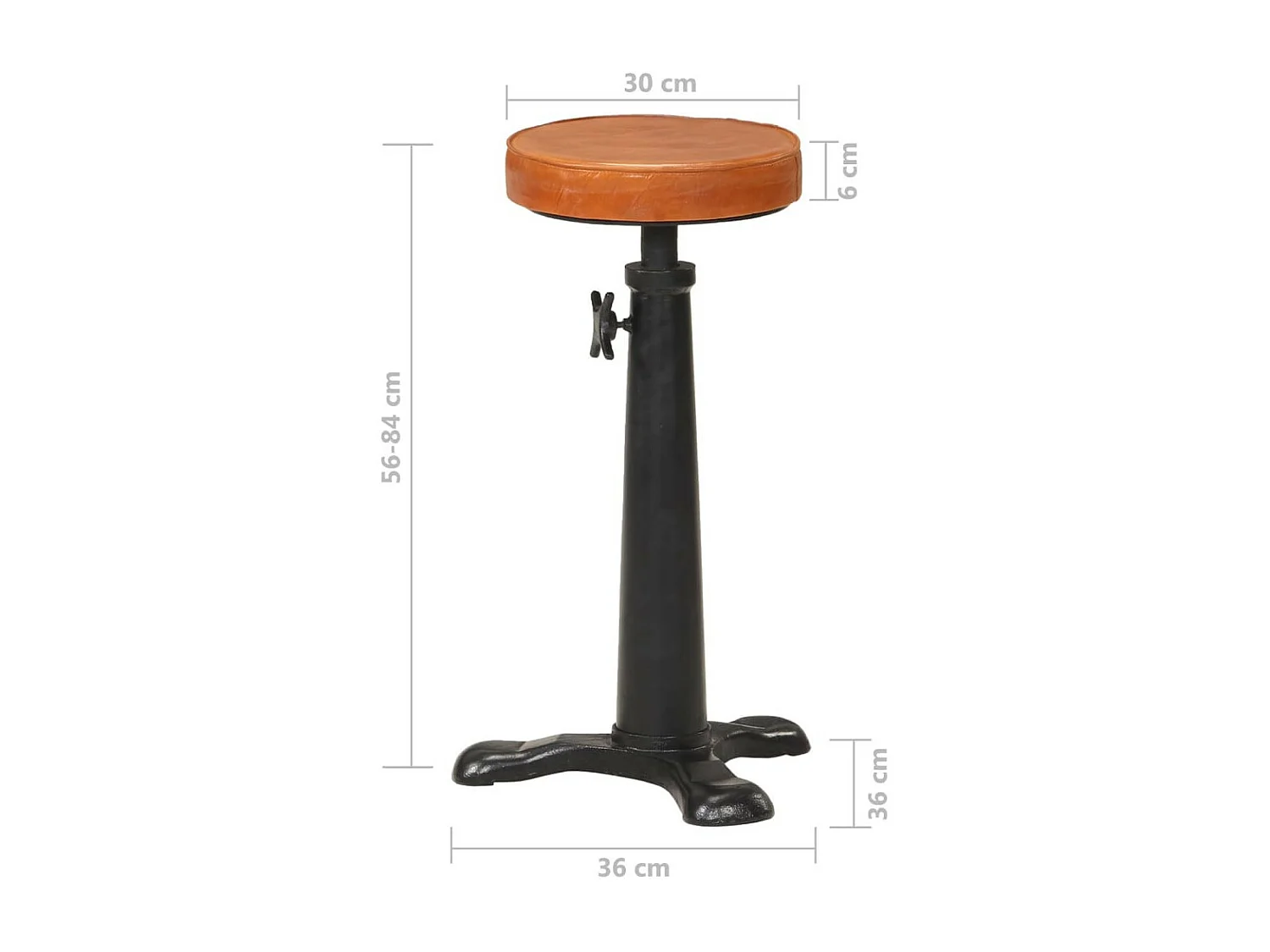 Tabourets de bar 2 pcs Marron Cuir véritable et fonte