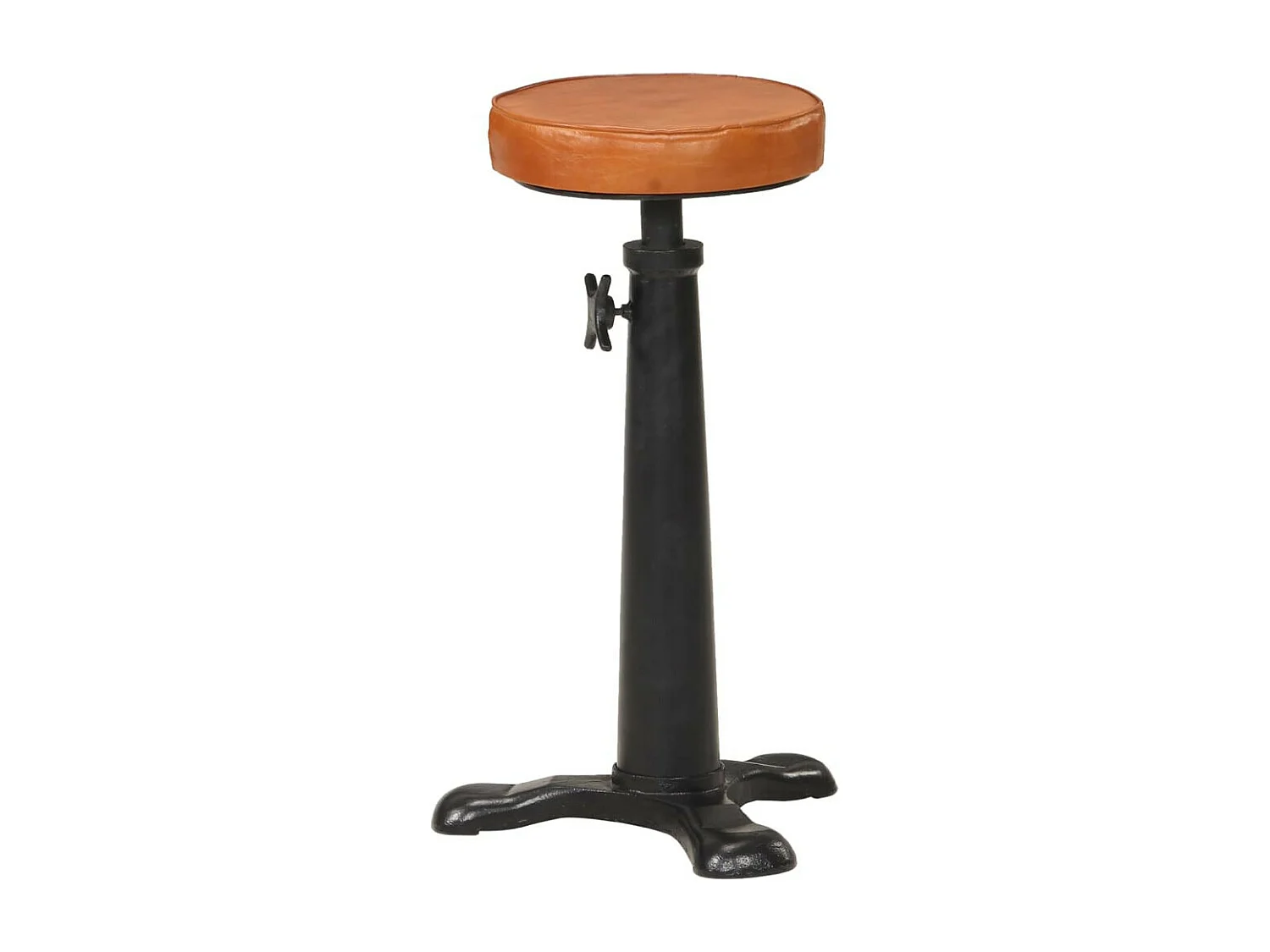 Tabourets de bar 2 pcs Marron Cuir véritable et fonte