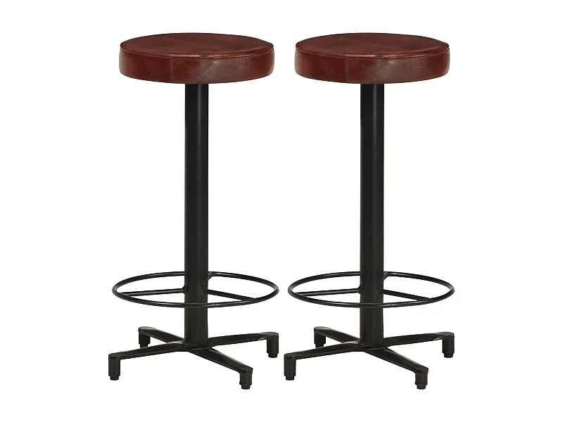 Tabourets de bar 2 pcs 66cm Cuir véritable