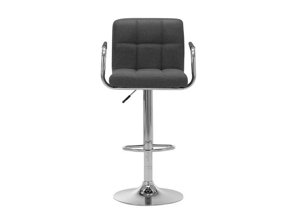Chaise de bar tissu gris foncé et pied métal chromé Nexur