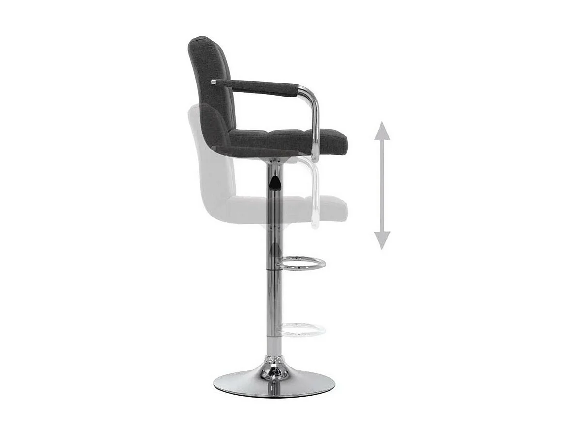 Chaise de bar tissu gris foncé et pied métal chromé Nexur