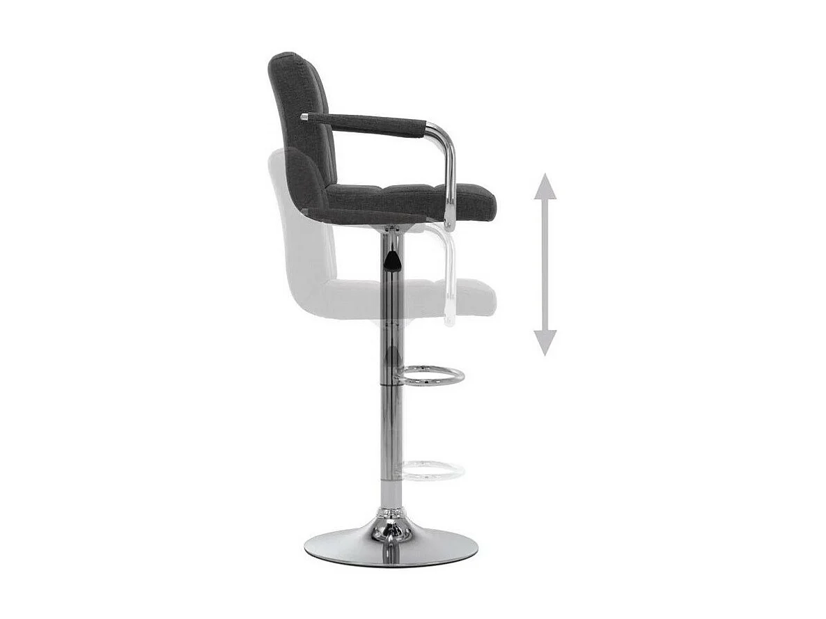 Chaise de bar tissu gris foncé et pied métal chromé Nexur