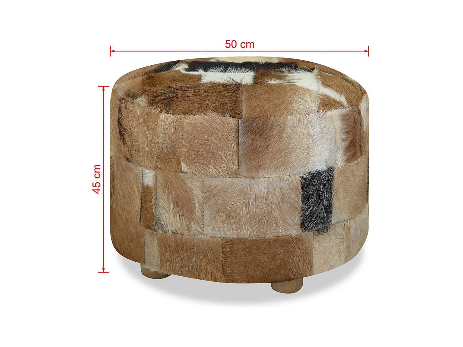 Pouf Cuir véritable Rond 50 x 50x45