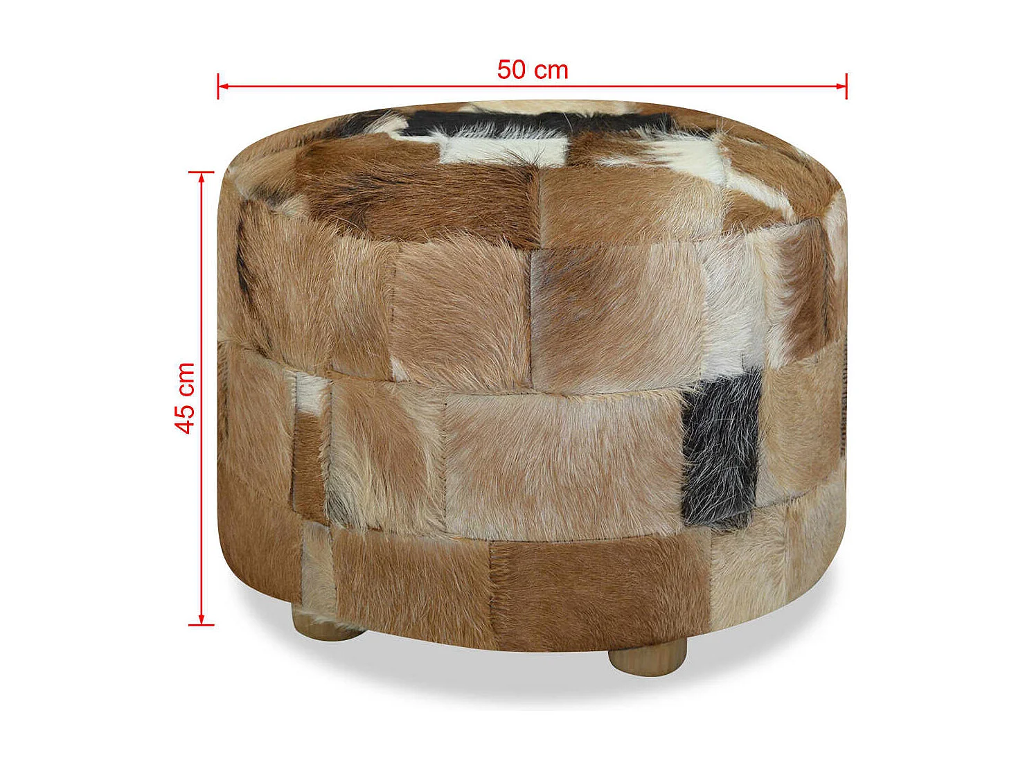Pouf Cuir véritable Rond 50 x 50x45