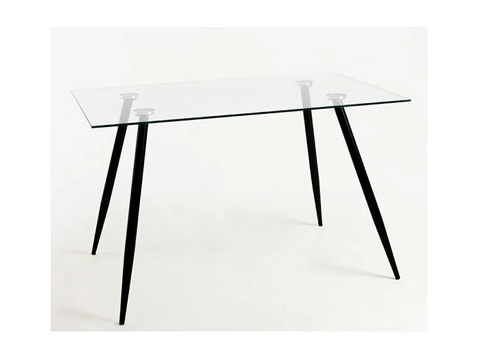 Table verre trempé et pieds métal noir Barrio 125cm
